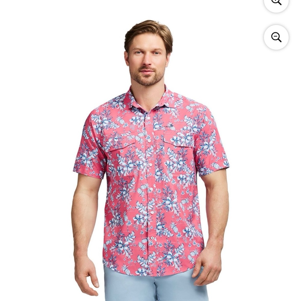 IZOD S/S Sunshield Woven Printed Shirt